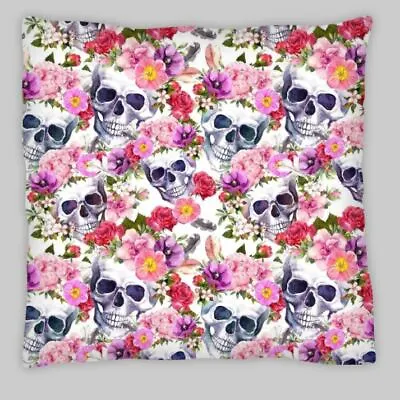 Day Of The Dead Skulls Occult Cushion Cover Mexican Mask  Skull Gothic Flowers • £5.99