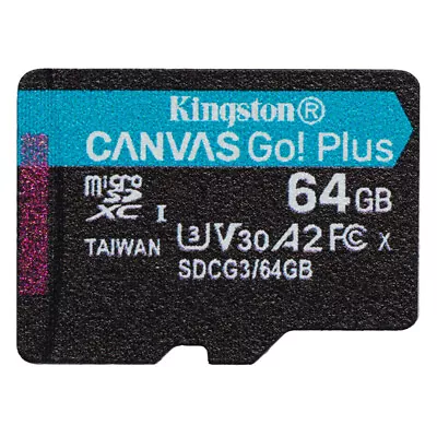 Kingston 64GB Canvas Go Plus Micro SD Card (SDXC) A2 V30 Card C10 U3 - 170MB/s • £9.95