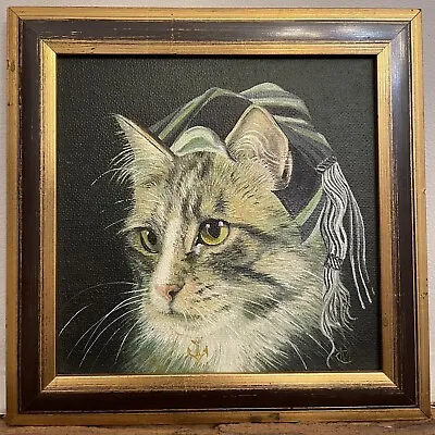 Original Oil Painting Of An Aristocratic Green Eyed Kitten/ Cat Signed & Framed. • £95