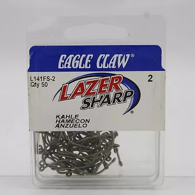 Eagle Claw Lazer Sharp Kahle Fishing Hooks L141FS Size 2 50 Pack • $4.99