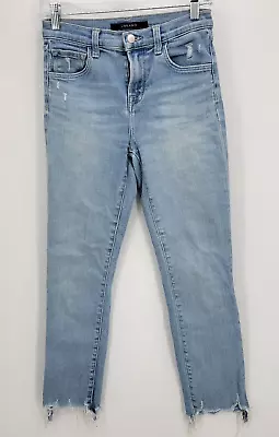 J Brand Jeans Womens 24 Light Wash Mid Rise Raw Hem Straight Leg • $17.61