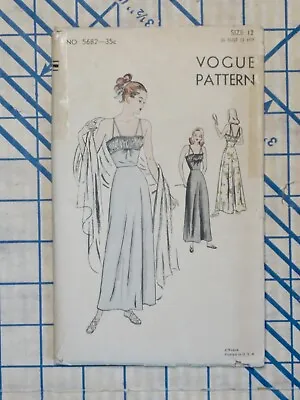 VOGUE 5682 Vintage 40s 50s NEGLIGEE NIGHTGOWN Unused Factory Folded XS • $22