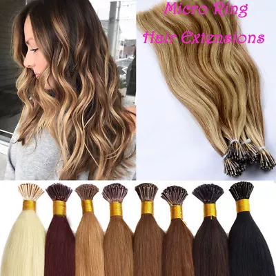 Pre Bonded Stick Tip I-TIP Real Remy Human Hair Extensions Micro Rings Highlight • $50.29