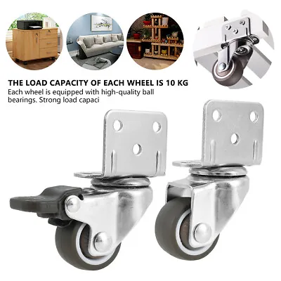 £11.59 • Buy 4X Heavy Duty Rubber Swivel Furniture Castor Wheels Trolley Caster`