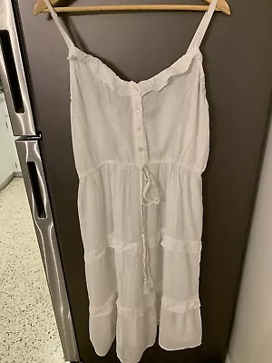 Mlle Gabrielle Ivory Gauzy Tank Dress With Metallic Threads-Jr Size XL-NWT • $17.99