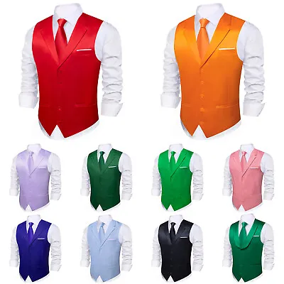 Christmas Wedding Causal Mens Waistcoat Silk Vest Without Tie Set Gilet Coat Top • $23.99