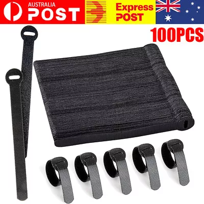 100x Reusable Cable Ties Nylon Hook & Loop Management Strap Cord Organiser 150mm • $14.90