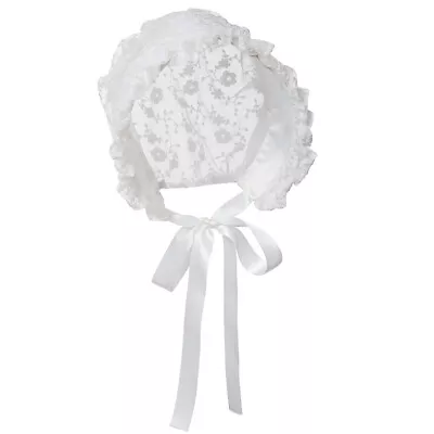 Victorian Lady White Bonnet Colonial Girls Prairie Costume  Hat Maid Home Cap • $17.99