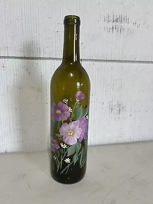 Handpainted Flowers Wine Bottle Vintage • $4.99