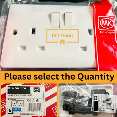 MK Logic Plus 13A 2-Gang Double Switched Plug Socket White MB2747 Qnt- 1/2/5/10 • £3.99