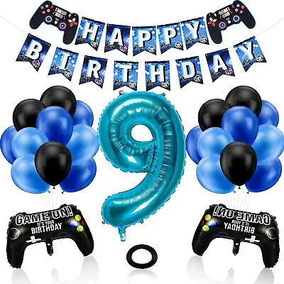 9th Birthday Decorations For Boys Gaming Theme Birthday Party Decorations Set • £9.59