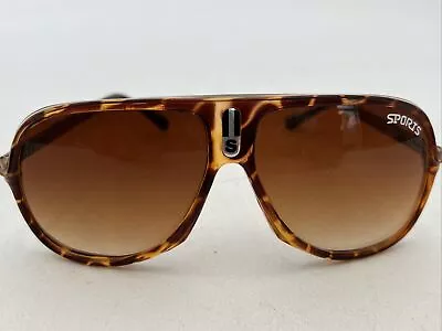 Vintage 80s AmberVision Mens Aviator Sunglasses Carrera Style Leopard Frame • $19.99