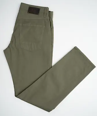 NEW ZANELLA Martin Micro Striped Green Cotton Regular Fit Jeans 32 (EU 48) • $129.95