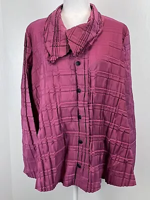 Womens Babette Blouse Shirt Sz S VGUC Oversized Art To Wear Lagenlook Snap Front • $59.99