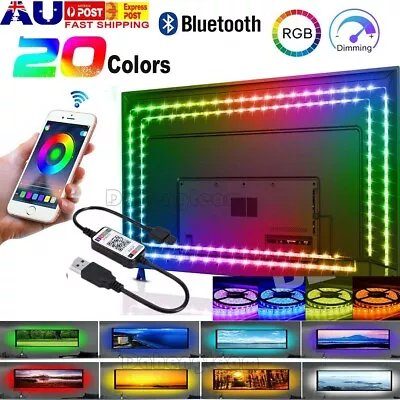 5M 10M  RGB LED Strip Lights Bluetooth Music USB Charge Screen TV Backlight • $9.29