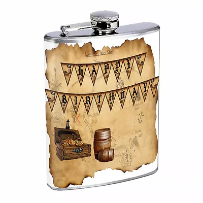 Vintage Pirate Ship D1 Flask 8oz Stainless Steel Hip Drinking Whiskey • $14.95