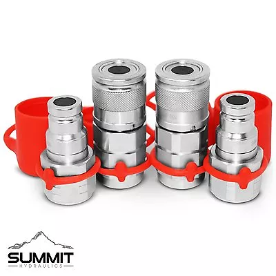 3/8  NPT Flat Face Hydraulic Quick Connect Coupler / Coupling Skid Steer 2 Sets • $64.95