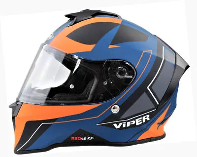 Viper Rs-55 Cyclone Orange Full Face Acu Gold Motorcycle Motorbike Crash Helmet • $99.48