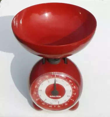 Vintage Salter Kitchen Scales With Bowl In Grams & Imperial Dark Red Mechanical • £6.50