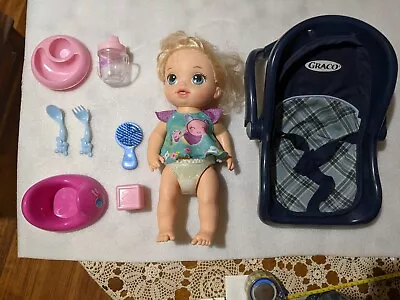 Talk TWINKLES N' TINKLES Baby Doll CARRIER CarSeat BOTTLE Bowl POTTY Baby Alive  • $24.99