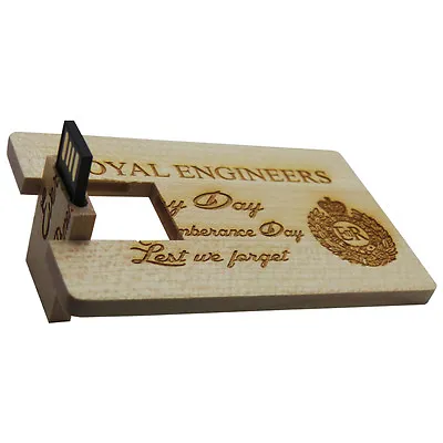 Royal Engineers Wooden USB Memory Flash Drive Army Crest Badge Military Engraved • $23.93