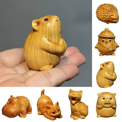 Hand Carved Wooden Decorative Sculptures Figurines Animal Figures Ornament♛ • £3.52