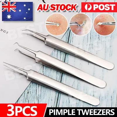 $5.45 • Buy 3X Blackhead Remover Spot Acne Pimple Extractor Tweezer Facial Tool Professional
