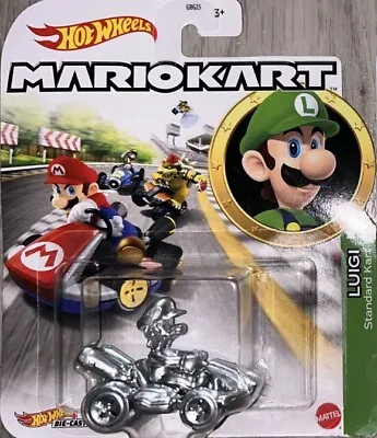 MARIO KART HOT WHEELS 1/64 SCALE Custom Silver Standard Kart Rare Chrome HTF • $16