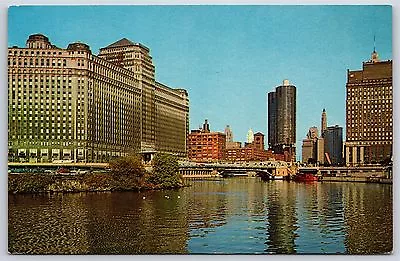 Merchandise Mart & Chicago River Skyline Mahomet Illinois Chrome Postcard New • $5.99