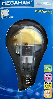 MEGAMAN LED 7W GOLD TOP STANDARD BULB ES DIMMABLE 2800k WARM WHITE • £9.99