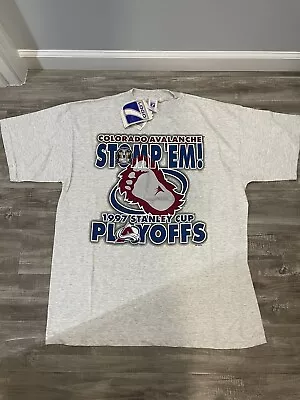 Vtg 90s Colorado Avalanche T Shirt Stomp Em NHL Hockey Sz XL NWT Stains • $24.95