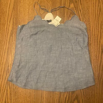 NWT J. Crew Chambray Scalloped Cami Top Size 10 • $24.95