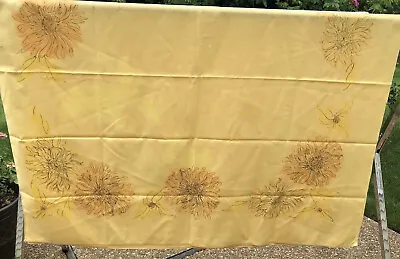 Vintage MCM Vera Yellow Gold Floral Print Tablecloth Farmhouse Cottagecore 50x68 • $20