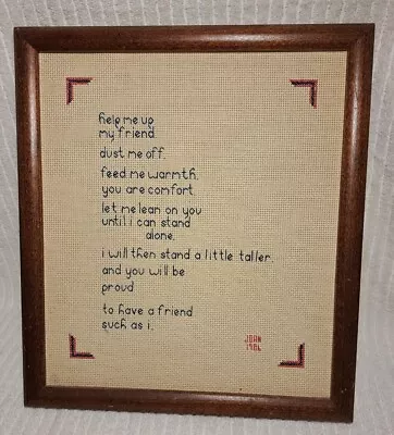 Vintage Needlecraft Framed 1986 Friend Quote Saying Handcrafted Cottagecore • $19.95