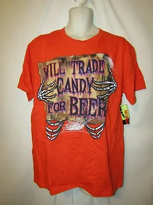 Mens  Halloween T-shirt L Nwt Candy For Beer Orange  • $9.95