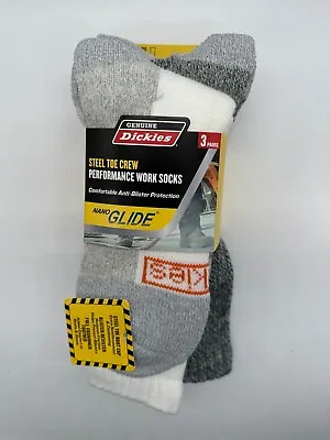New 3 Pairs Pack Mens Dickies Steel Toe Performance Work Socks Anti Blister • $12.99