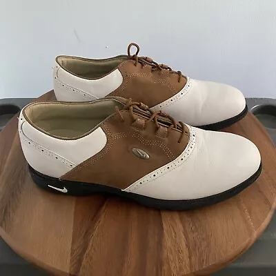 Nike Zoom Air White Brown Leather Golf Shoes 971202 Y3 Women's Size 10 EUC • $34.14