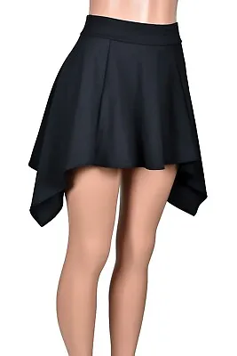 $46 • Buy Black Poly/Spandex Handkerchief Hem Skirt Plus Size Gothic High-waist XS - 3XL