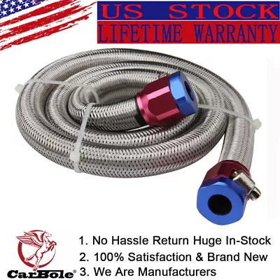 Universal Flexible 3/8 In Stainless Steel Braided Brake Gas/Oil/Fuel Line Hose • $15.99