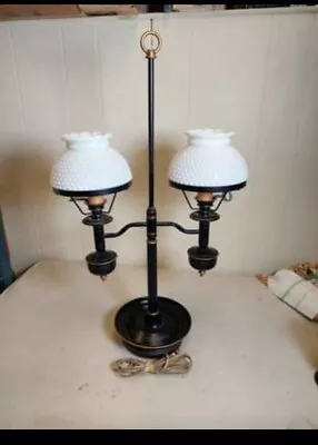 Black Table Lamp Vintage 2 Milk Glass Shades Good Condition 26  Tall Gorgeous • $139.99