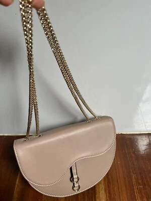 $25 • Buy Forever New Light Brown Tan Khaki Cross Body Side Bag Round Handbag W Gold Chain