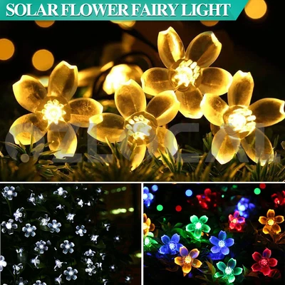 $18.99 • Buy 100/200 LED Solar String Lights Peach Flower Fairy Outdoor Garden Party Decor