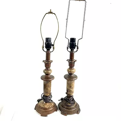 Vintage Brass Plated & Marble Table Lamp Hollywood Regency Decor Tall Light • $25.46