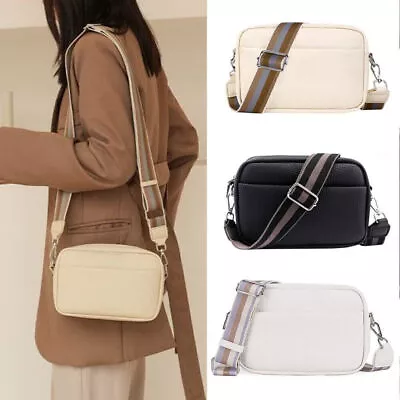 Women Ladies Shoulder Bag Cross Body Messenger Bag Leather Wide Strap Handbag UK • £12.49