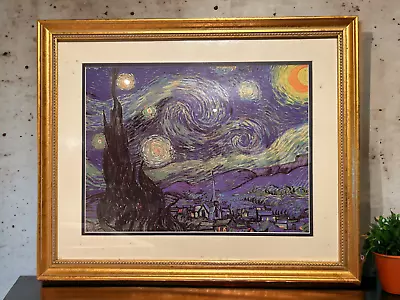 Vincent Van Gogh The Starry Night Gold Framed Print 18  X 22  • $115