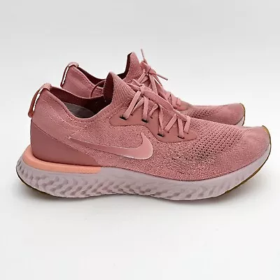 Women's NIKE Epic React Flyknit Rust Pink Sz 9 US Running Shoes Sneakers • $45