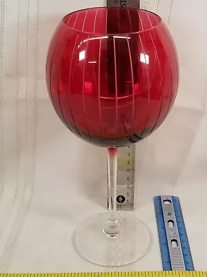 Paint Missing Mikasa Cheers Ruby RED Etched Balloon Goblet Vertical Stripes • $12.16