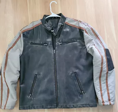 Vtg 2XL Mens BC ETHIC Faux Leather Zip Motorcycle Jacket X Men Wolverine XXL • $39.99