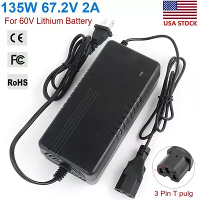 67.2V 2A 3 Pin Li-ion Power Charger For 60V 20AH 30AH E-Bike Electric Scooter • $19.96