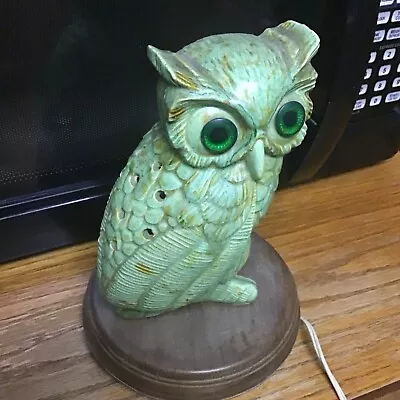 VTG Retro Atlantic Mold Ceramic Owl Lamp Swag Light Hand Painted 1960’s 1970’s • $49.95